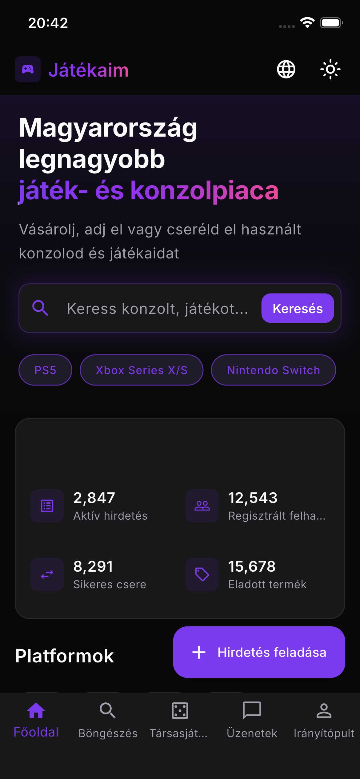 Játéktár iOS app